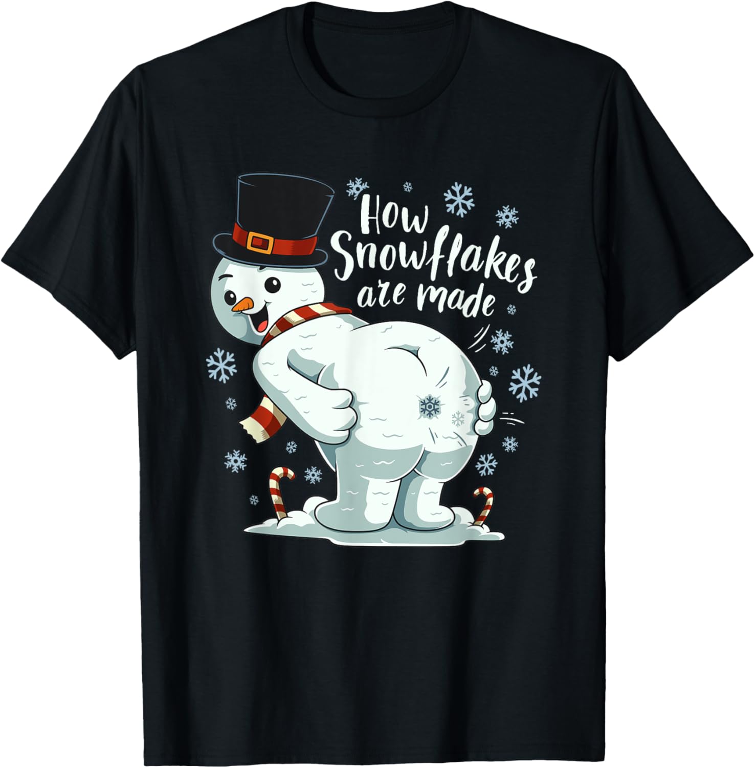 Farting Snowman Making Snowflake Christmas Winter T-Shirt