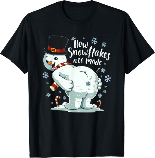 Farting Snowman Making Snowflake Christmas Winter T-Shirt