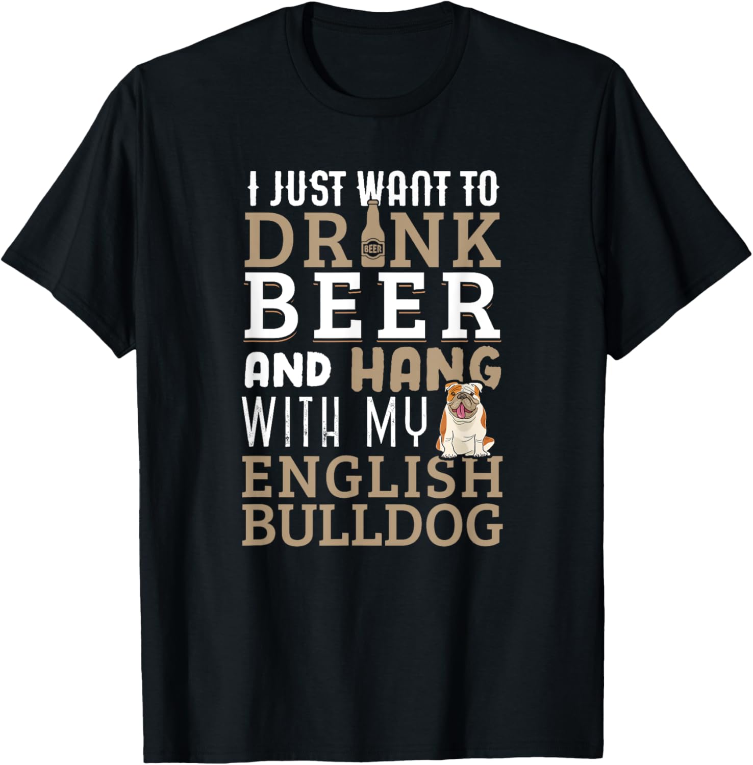 English Bulldog Dad T-Shirt Funny Dog Lovers &amp; Beer T-Shirt for Men Women