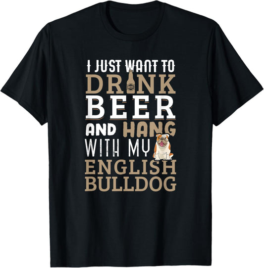 English Bulldog Dad T-Shirt Funny Dog Lovers &amp; Beer T-Shirt for Men Women