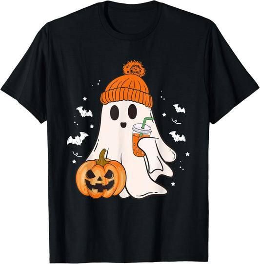 Funny Ghost Coffee Spooky Season Jack O Lantern Halloween T-Shirt