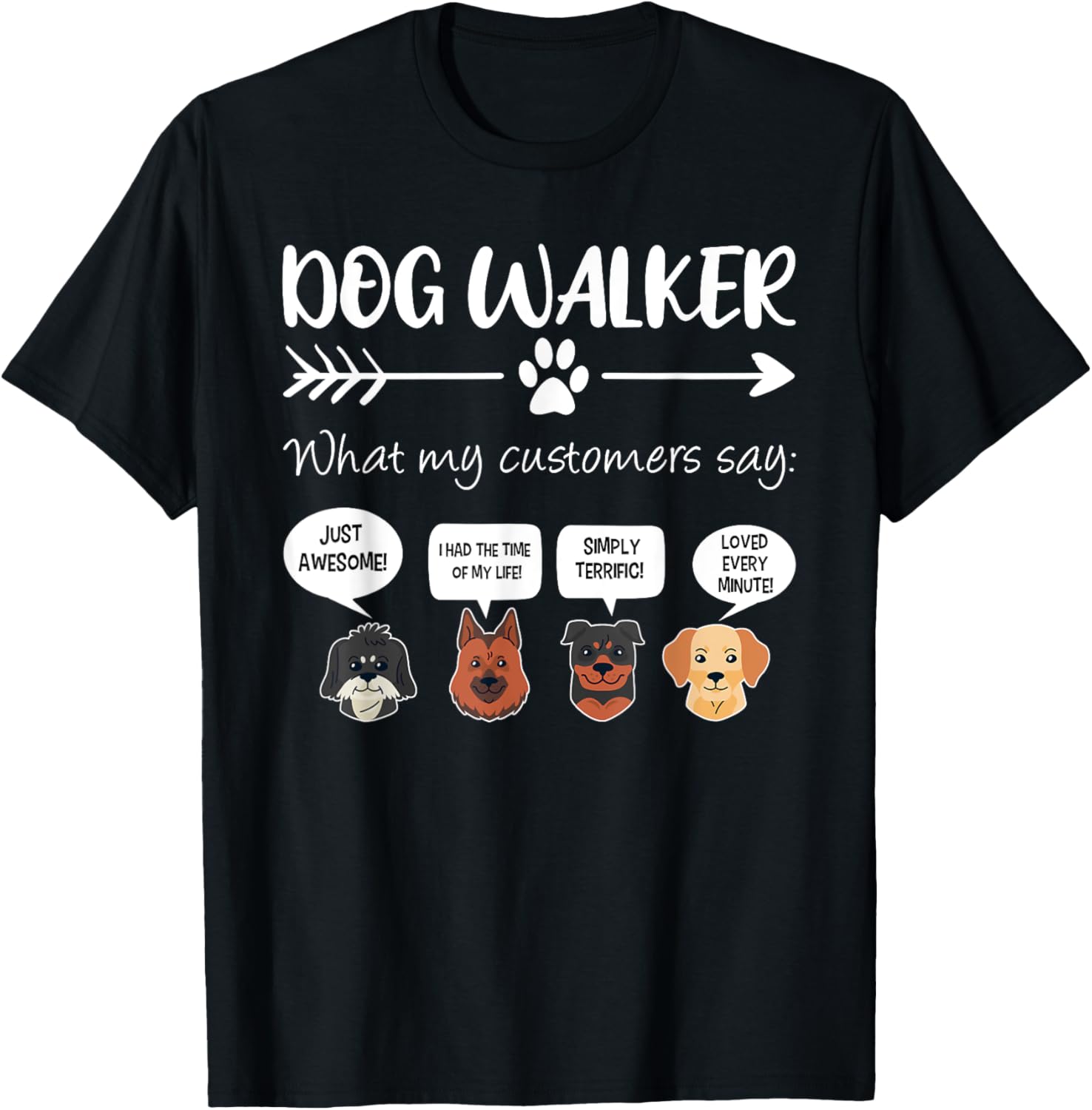 Dog Walker Shirt Dog Walking Gift Funny Cute Dog Faces T-Shirt for Men Women Girls Kids
