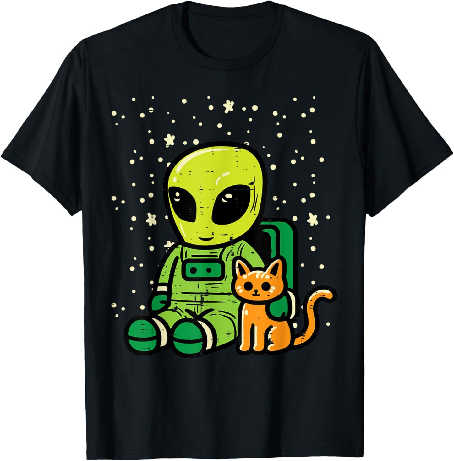 Alien Astronaut Cat Sitting Cute Ufo Girls Boys Kids Women T-Shirt