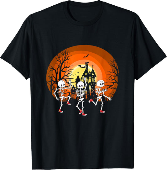 Funny Halloween Adult Kids Spooky Season Skeleton Dance T-Shirt