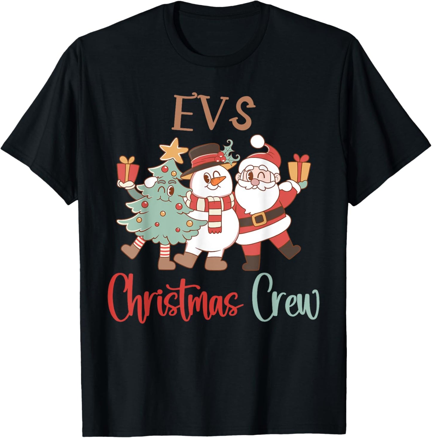 EVS Christmas Crew Santa Snowman Environmental Services Team T-Shirt