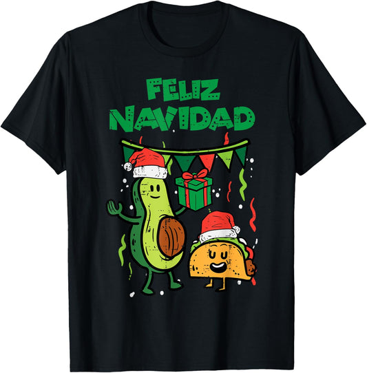 Feliz Navidad Avocado Tacos Mexican Christmas Men Women Kids T-Shirt