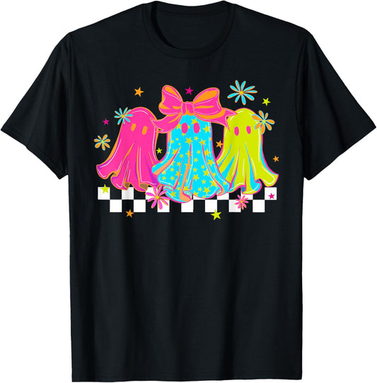 Funny Ghost Coquette Bow Spooky Season Halloween Snowflake T-Shirt