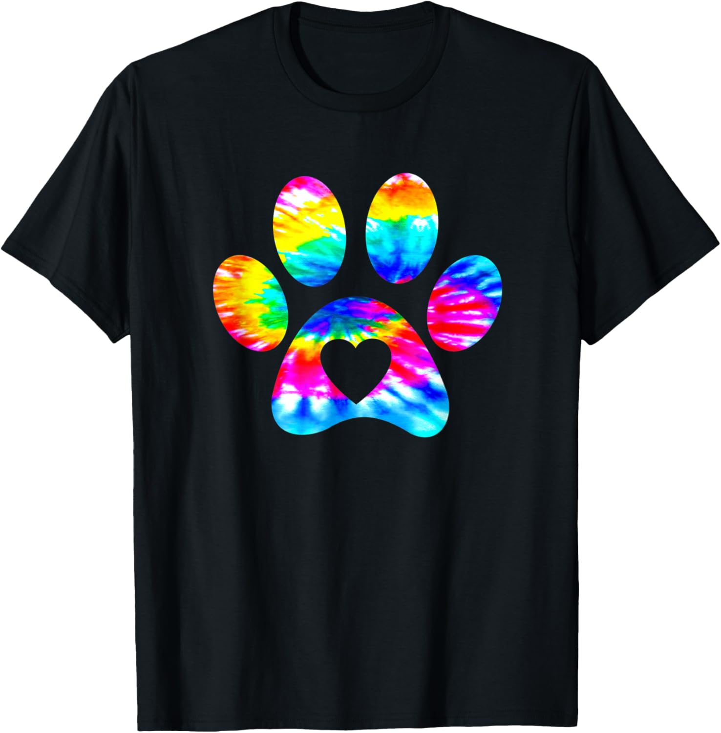 Dog Paw Heart Print Tie Dye for Dog Mom or Cat Mom T-Shirt