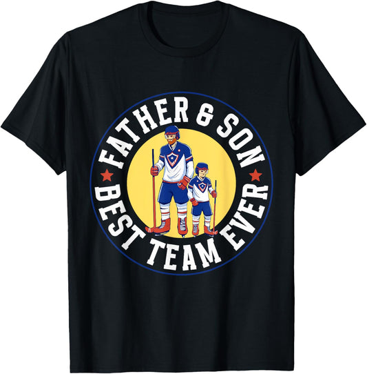 Father &amp; Son Best Team Ever Ice Hockey Matching Father Son T-Shirt