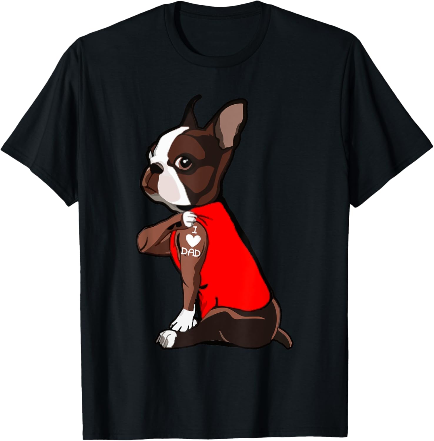 Dog Has Tattoo I Love Dad Frenchton For Dog Father T-Shirt for Men Women