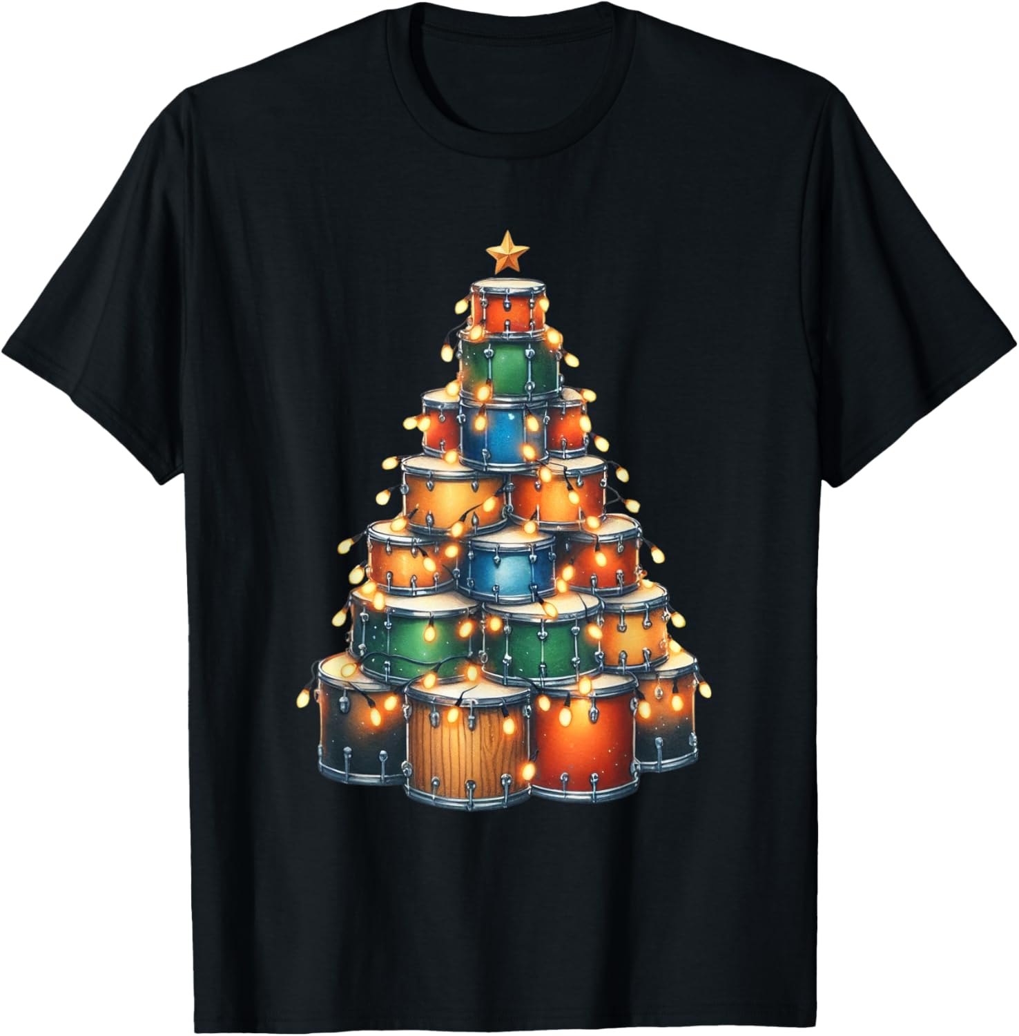 Drumms Xmas Christmas Tree Drummer T-Shirt