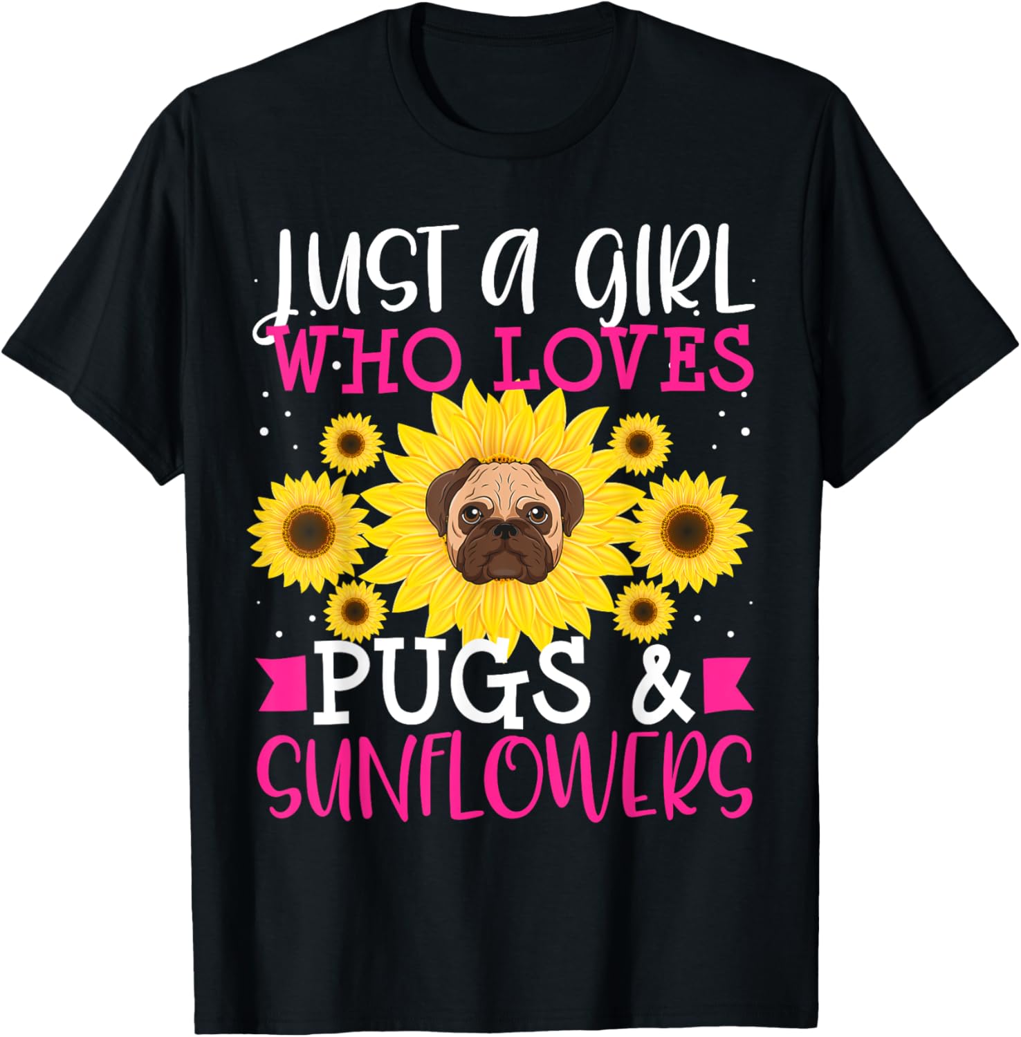 Dog Pug Mom Owner Sunflower T-Shirt for Men Women