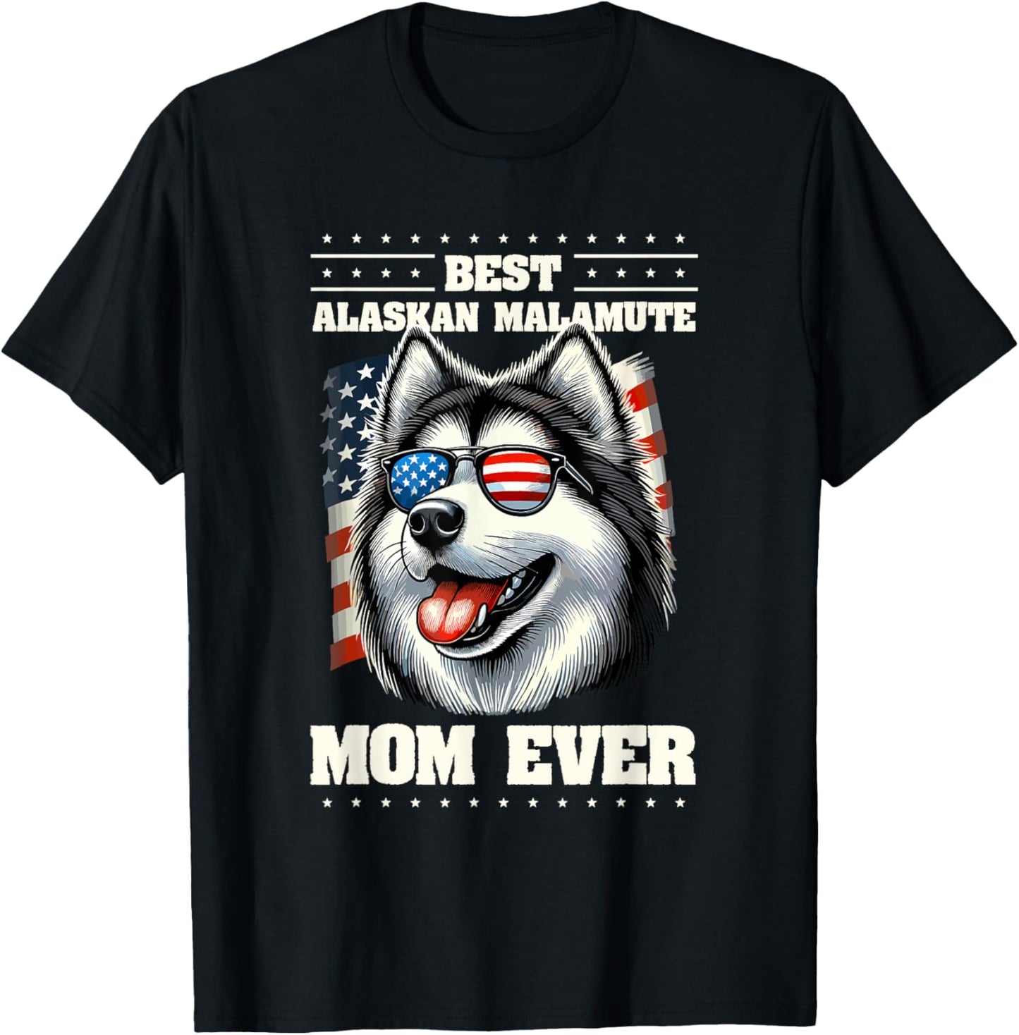 Alaskan Malamute Mom American USA Flag Malamutes T-Shirt