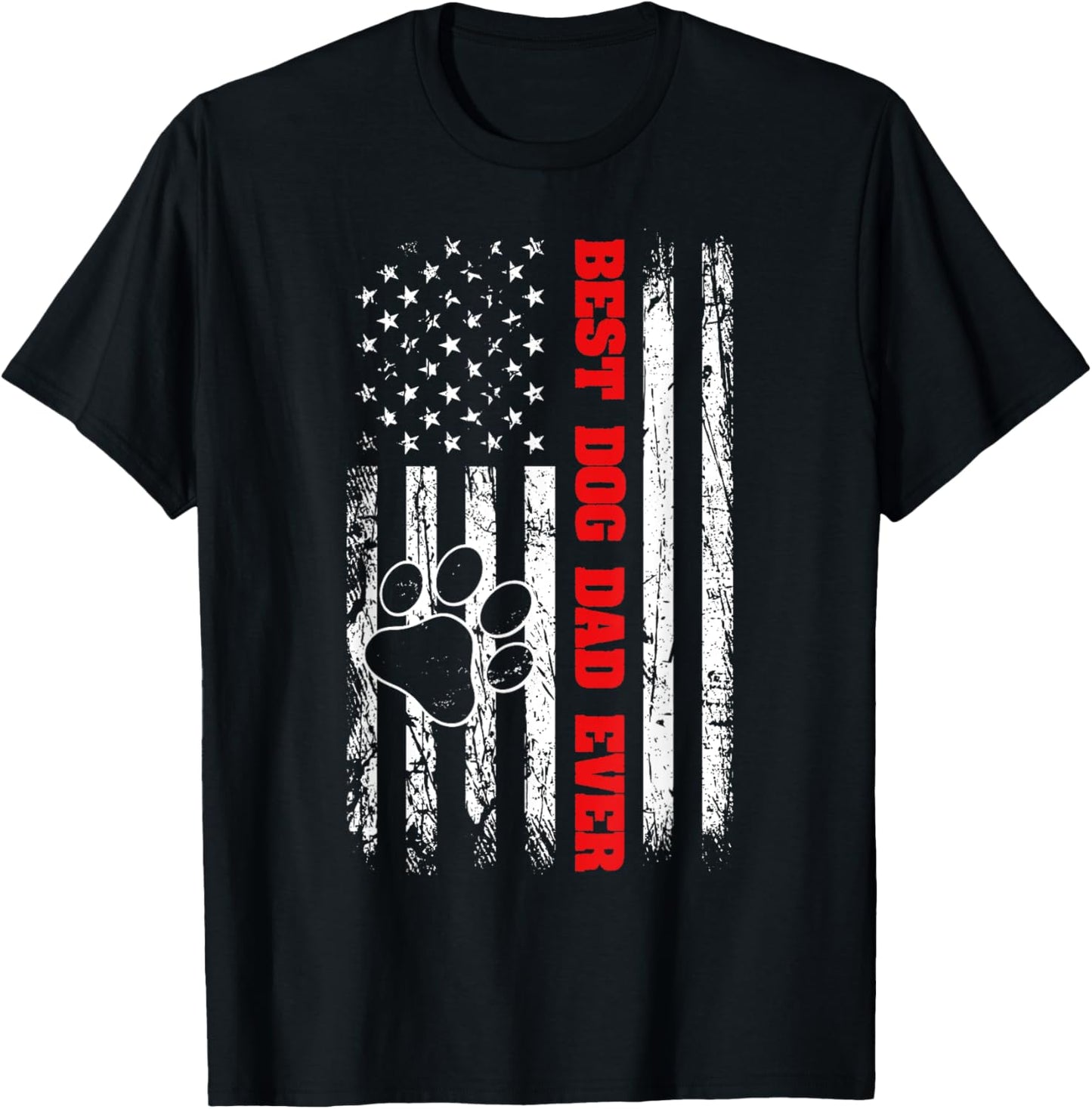 Dog Dad Shirt Distressed US Flag 4th of July Dog Lover Retro T-Shirt for Men