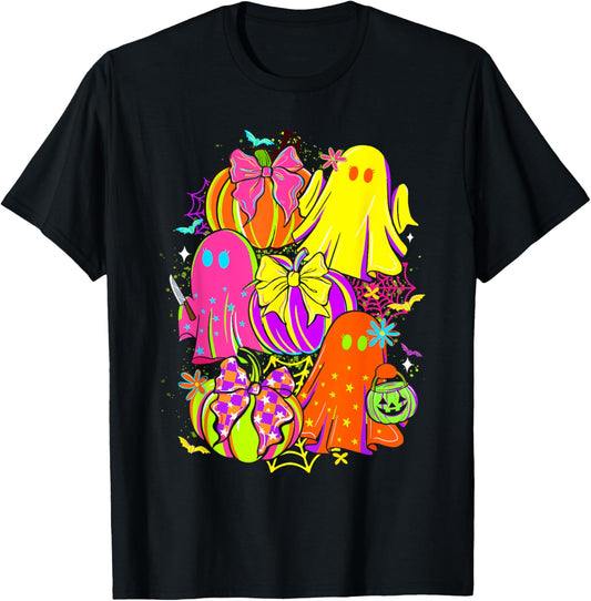 Funny Ghost Coquette Bow Pumpkin Halloween Spooky Season T-Shirt