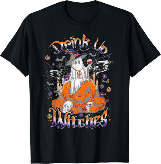 Drink Up Witches Boo Ghost Pumpkin Halloween Spooky Season T-Shirt
