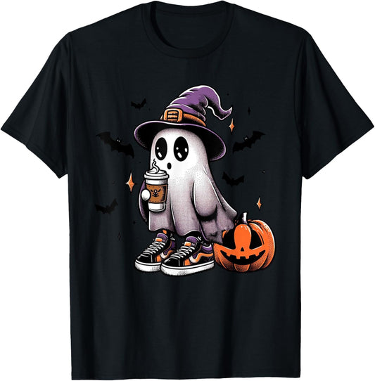 Feelin A Little Bit Spicy Pumpkin Retro Ghost Spooky Season T-Shirt