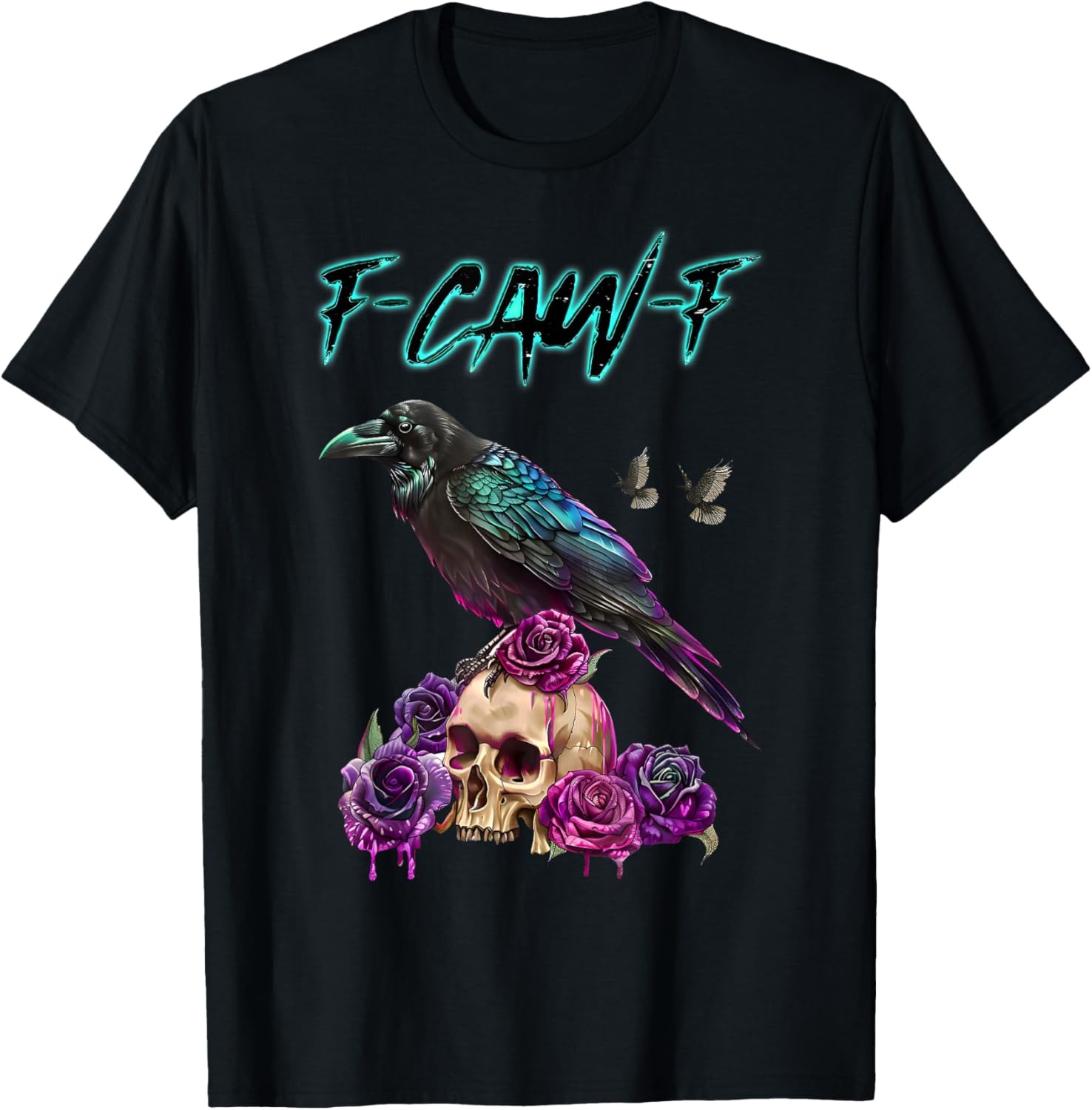 F-Caw-F Funny Raven Black Crow Spooky Season Halloween Retro T-Shirt