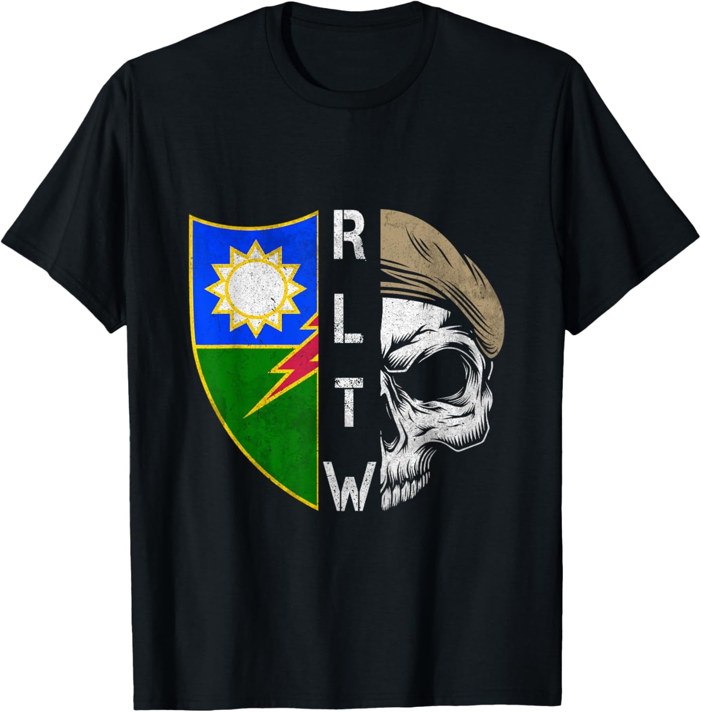 75th Ranger Regiment Skull Unit Crest RLTW Beret Veteran T-Shirt