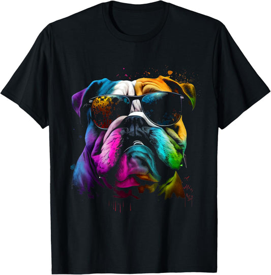 English bulldog sunglasses pet lover dog T-Shirt for Men Women Kids