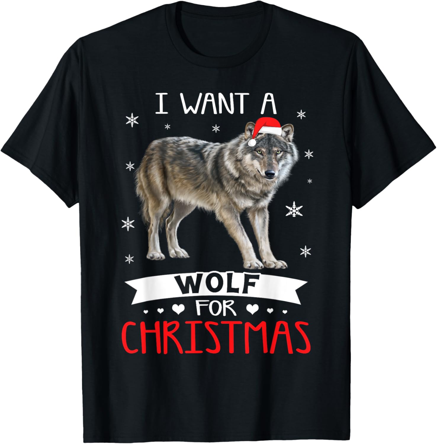 All I Want For Christmas Is a Wolf shirt Xmas Pajama Gift T-Shirt