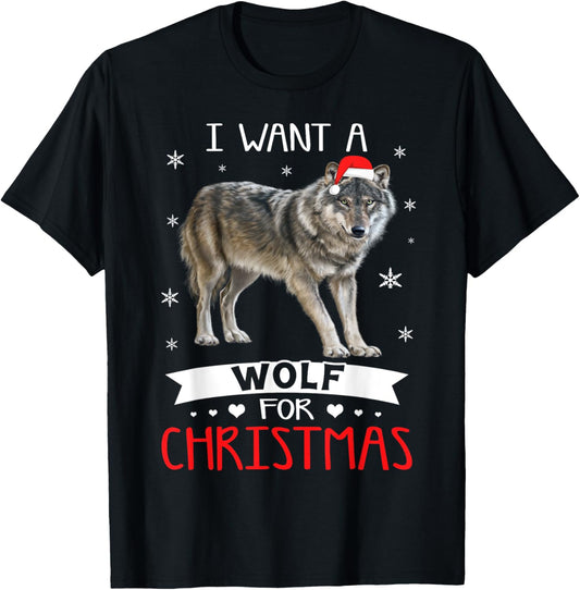 All I Want For Christmas Is a Wolf shirt Xmas Pajama Gift T-Shirt