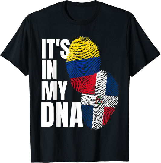 Dominican And Colombian Mix DNA Flag Heritage T-Shirt