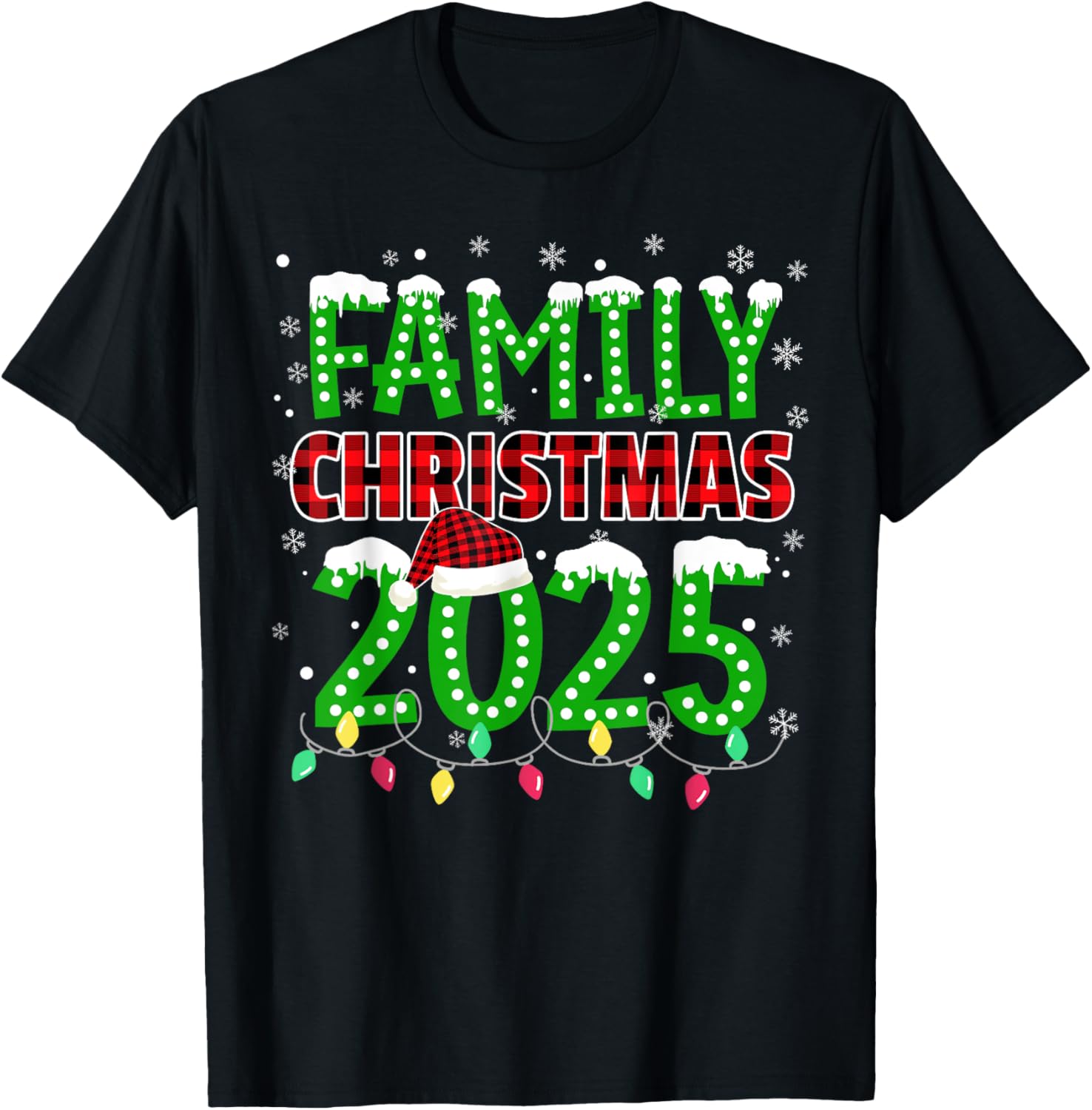 Family Christmas 2025 Xmas Lights Santa Pajamas Holiday T-Shirt