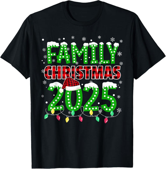 Family Christmas 2025 Xmas Lights Santa Pajamas Holiday T-Shirt