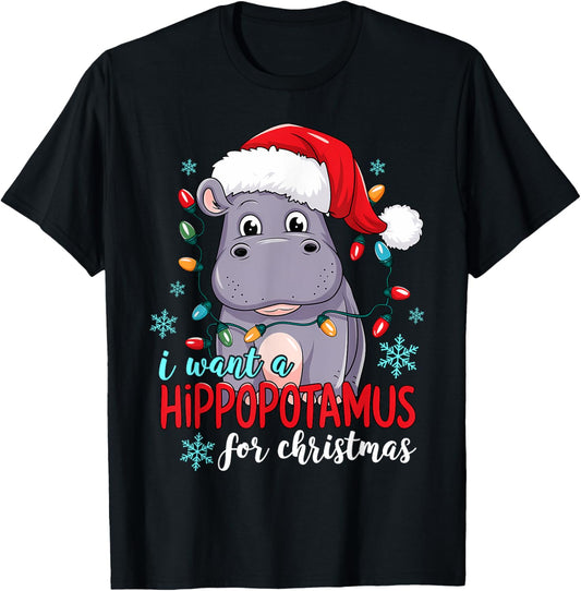 I Want A Hippopotamus For Christmas Cute Christmas Costume T-Shirt