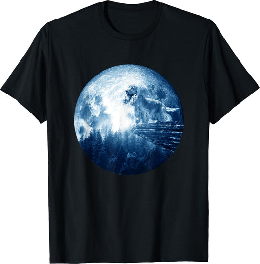 English Cocker Spaniel Dog Moon Dog Mom Dad Dog Lovers T-Shirt