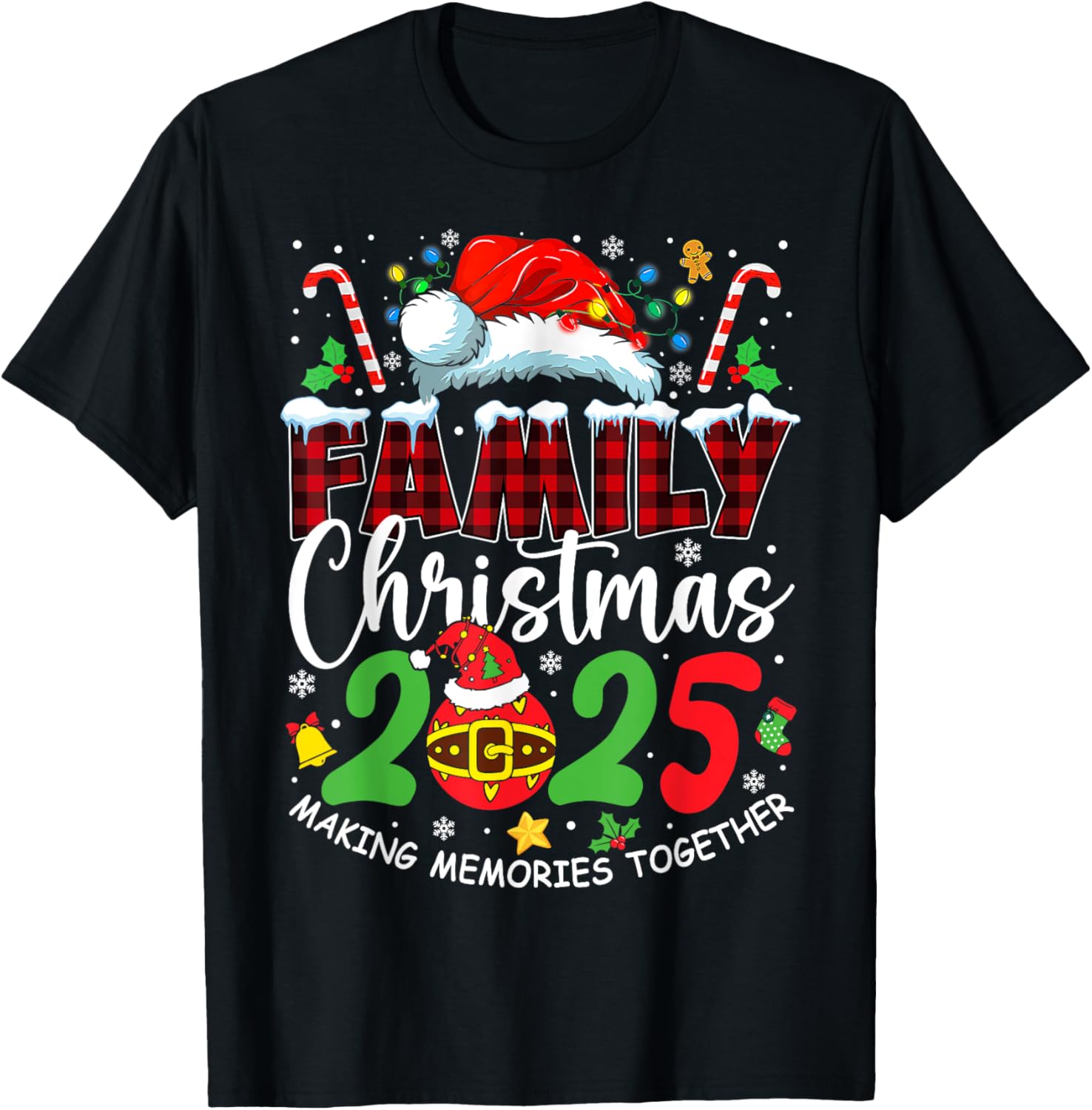 Family Christmas 2025 Matching Squad Santa Elf Funny Xmas T-Shirt