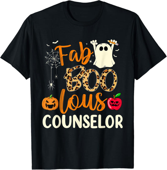 Fab Boo Lous Counselor Leopard Spooky Halloween Costume T-Shirt