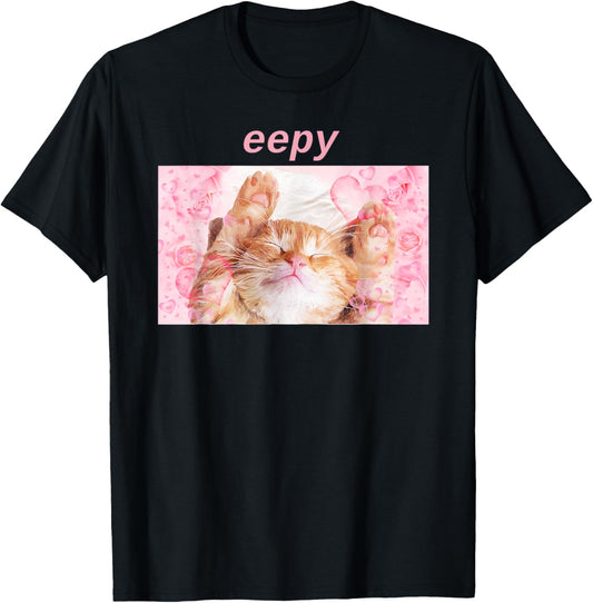 Eepy Sleepy Cat for Cat Lovers &amp; Pet Owners, Funny Cat Memes T-Shirt for Men Women Kids