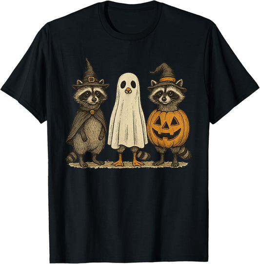 Feral Boo Ghost Racoon Halloween Costume Spooky Season Funny T-Shirt