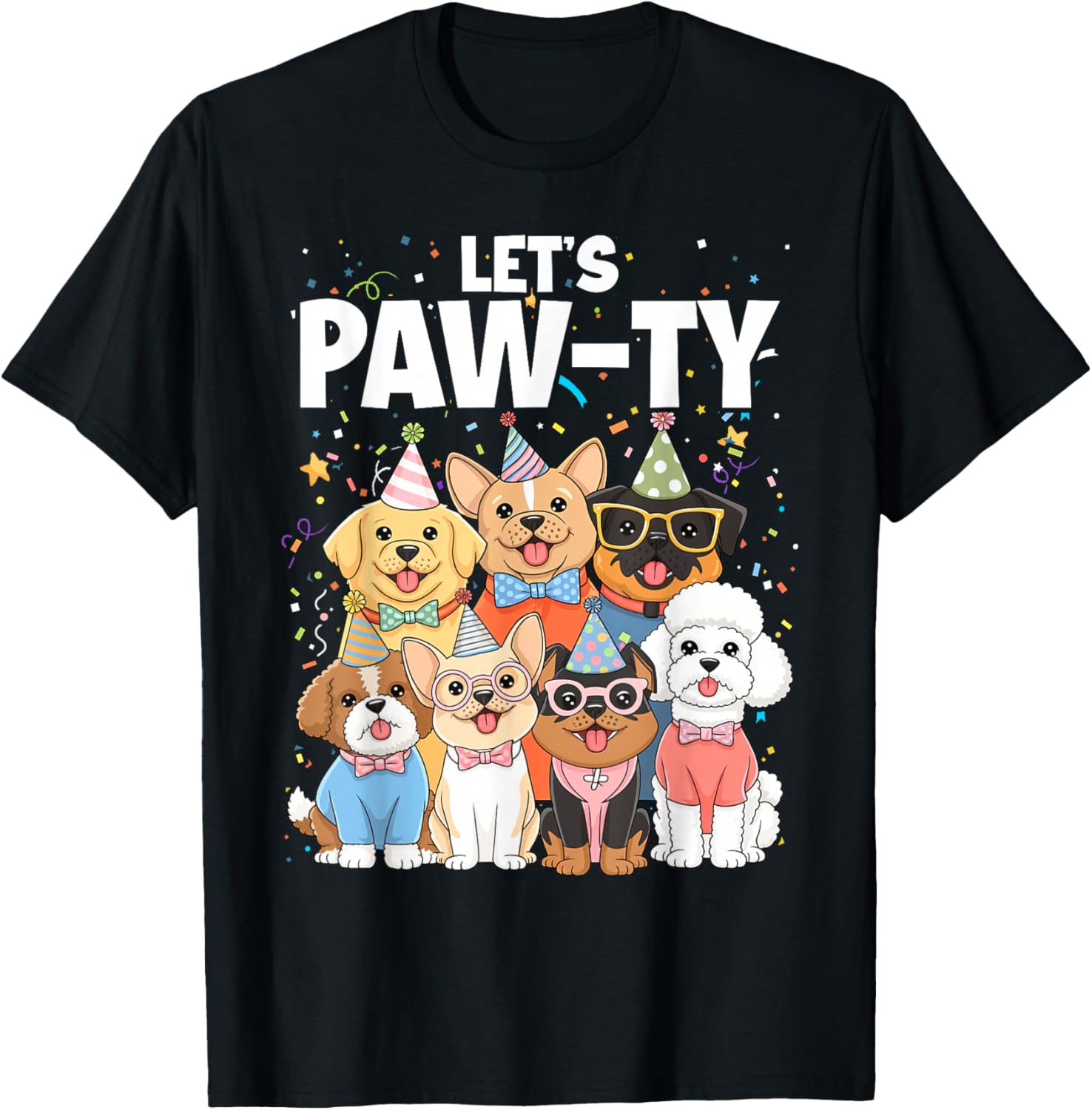 Dog Mom Birthday Dog Bday Boy Girl Let's Pawty Birthday T-Shirt