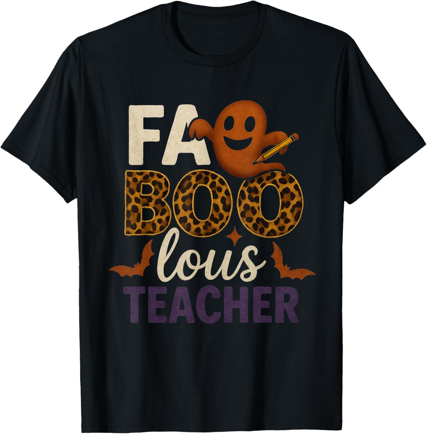 Faboolous Teacher Ghost Halloween Costume Cute Pumpkin Tee T-Shirt