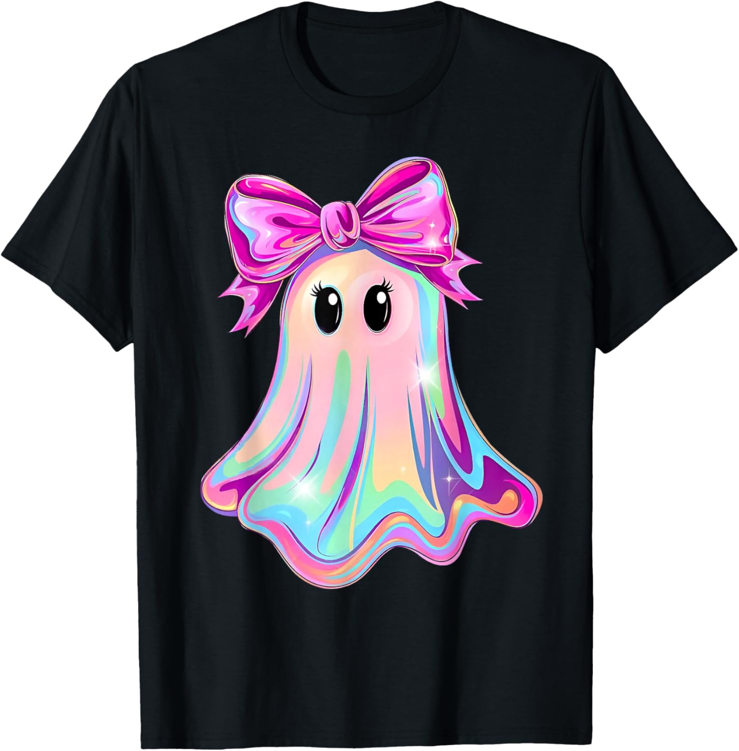 Funny Ghost Coquette Bow Spooky Season Halloween Tie Dye T-Shirt