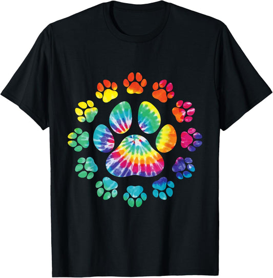 Dog Paw Print Pet Owner Tie Dye Love Dog Animal Lover Men Women Girls Kids T-Shirt