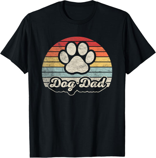 Dog Dad Gifts Retro Vintage Funny Dog Dad Paw Men Women Kids T-Shirt