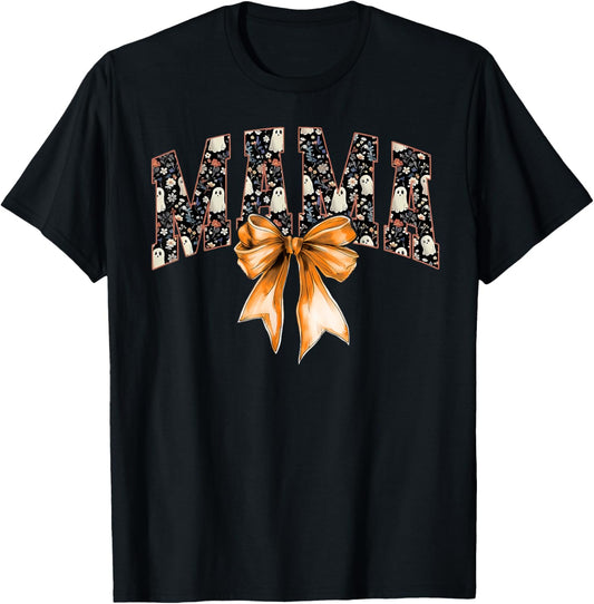 Fall Vibes Mama Coquette Floral Boo Spooky Ghost Sublimation T-Shirt