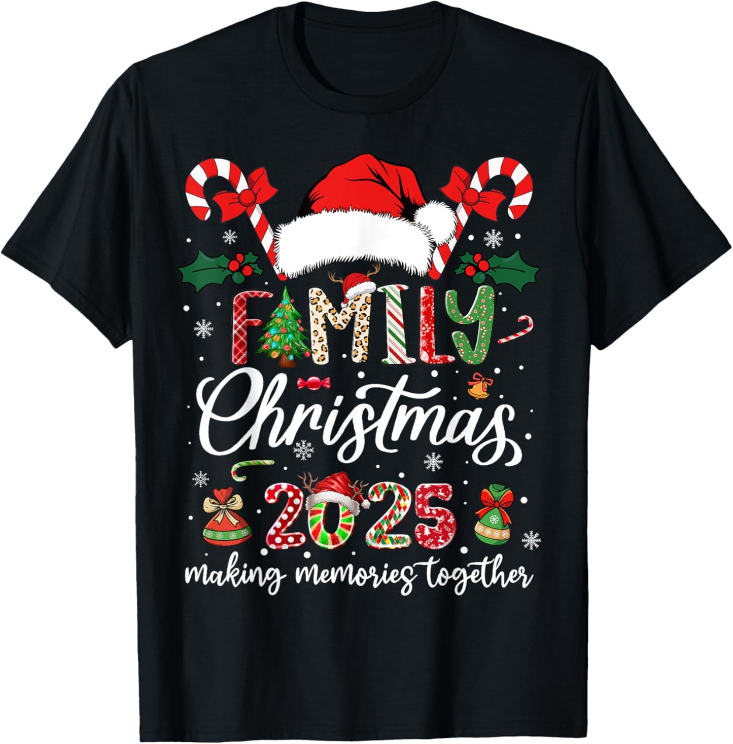 Family Christmas 2025 Matching Squad Santa Elf Funny Xmas T-Shirt