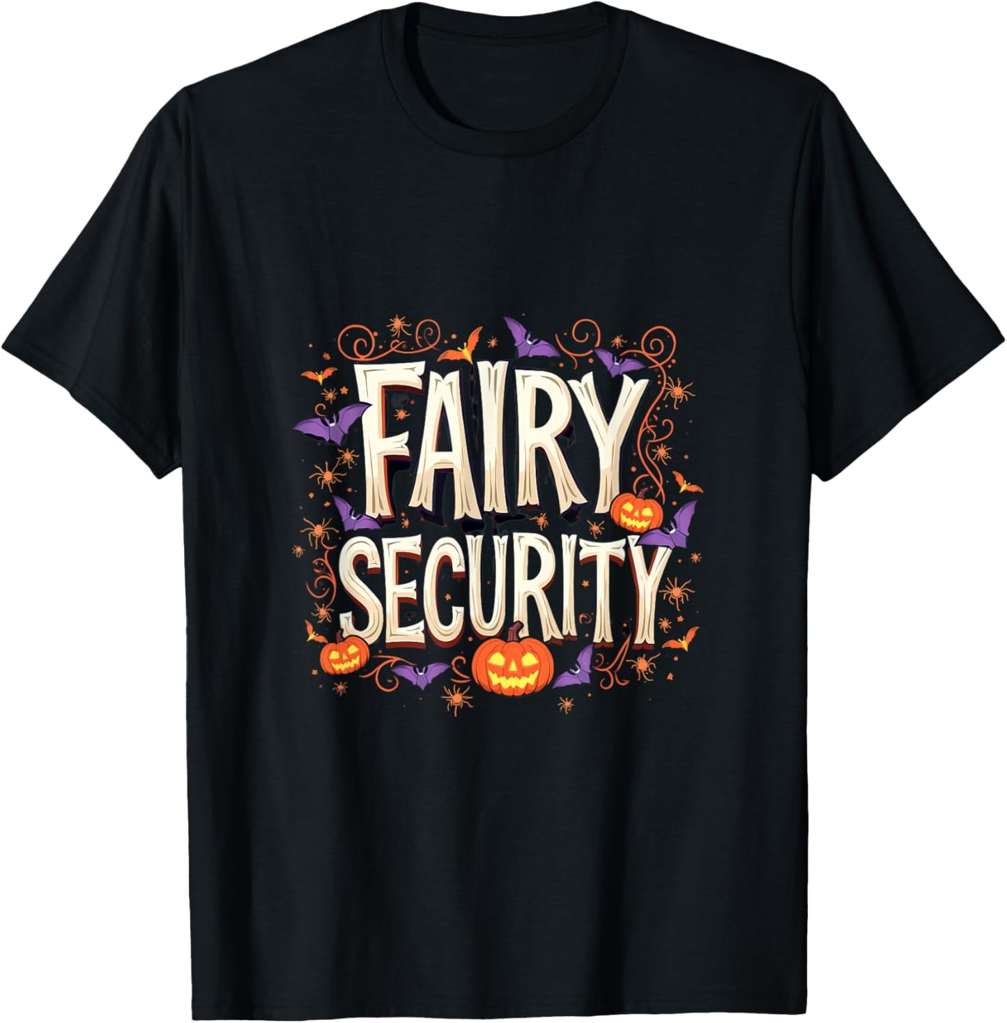 Fairy Security Halloween Pumpkin Bats T-Shirt
