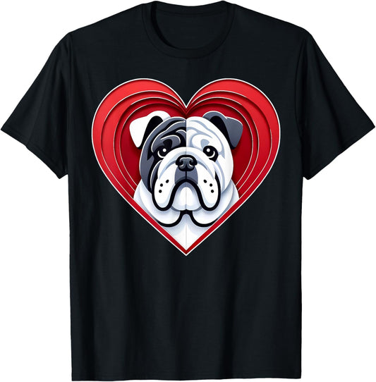 English Bulldog Heart Cute Puppy Dog Lover or Pet Owner T-Shirt for Men Women Girls Kids