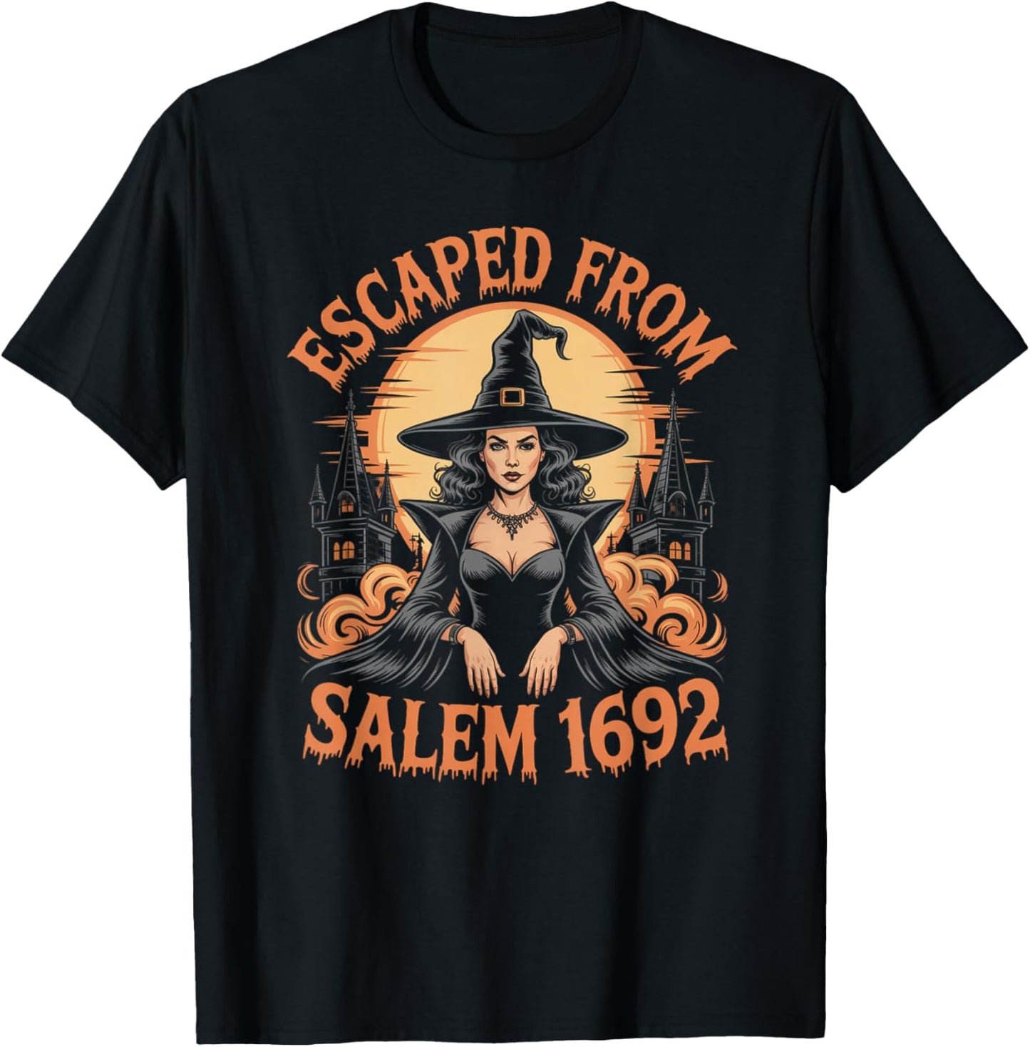Escaped from Salem 1692 Halloween Witch Graphic T-Shirt