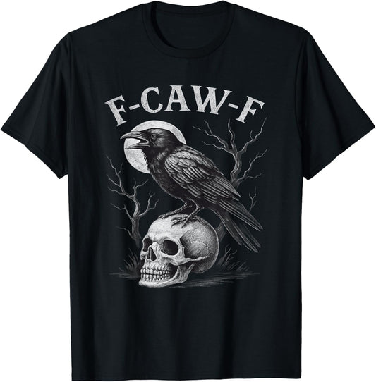 F-Caw-F Black Crow Bird Retro Vintage Gothic Moon F-Caw-F T-Shirt