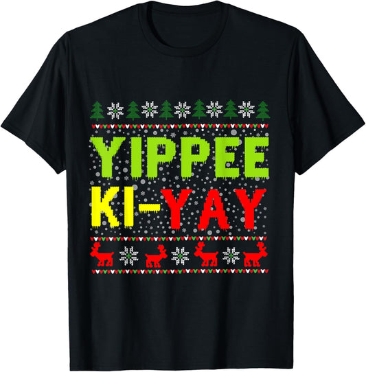 Funny Christmas Sweater Yippee - Unisex-Adults Winter Movie Lovers T-Shirt, Black, Small, Long Sleeve