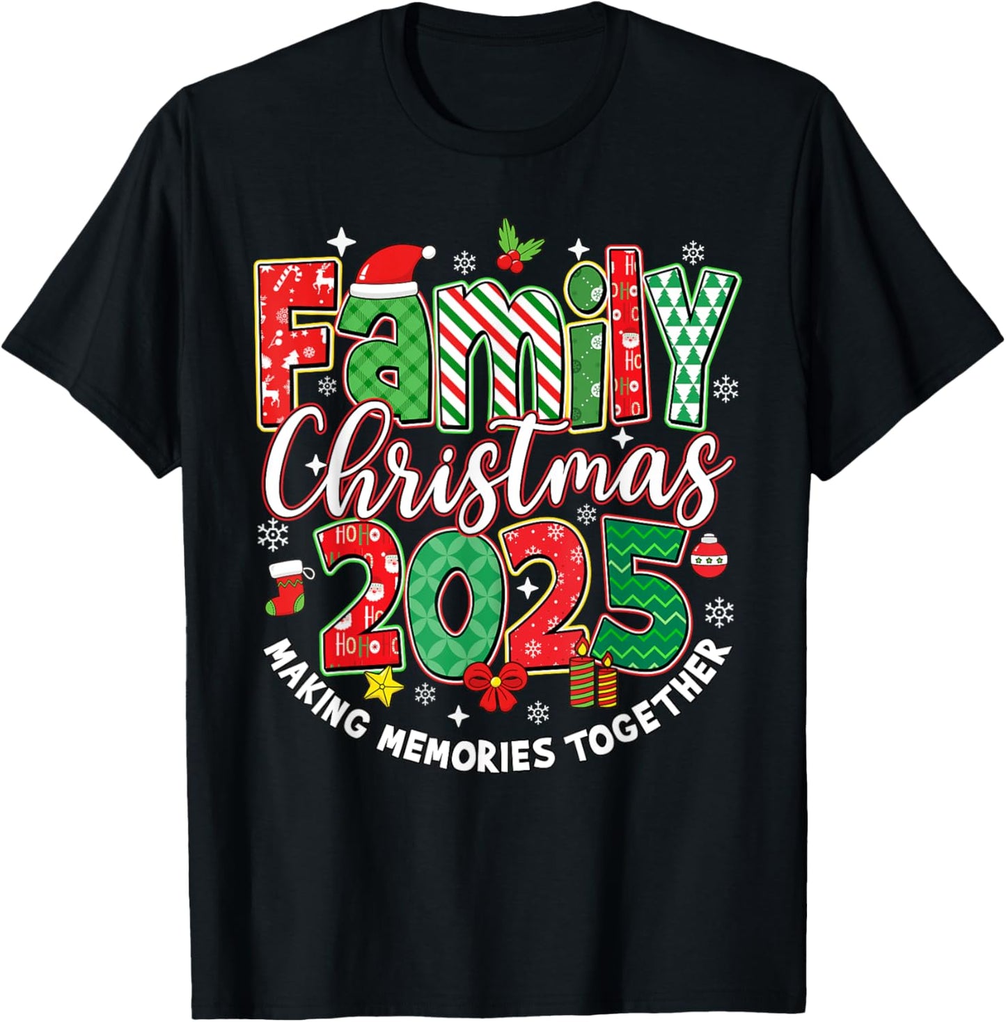 Family Christmas 2025 Squad Santa Elf Xmas Matching Outfit T-Shirt