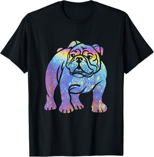 English Bulldog Vintage / Groovy Retro Tie-Dye Bulldog Lover T-Shirt for Men Women Kids