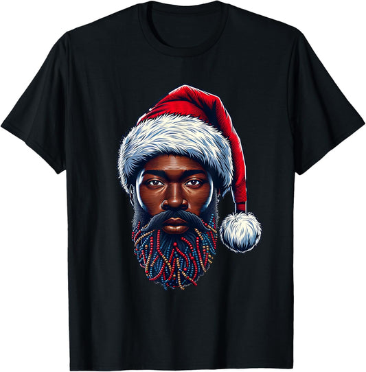 African American Christmas Pajama Xmas Afro Santa Claus PJ T-Shirt